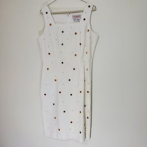 NWT Adam Douglass White Jeweled Linen Dress, Size 8